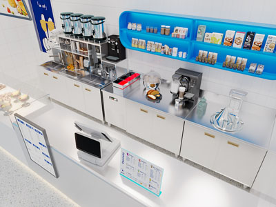 现代奶茶店操作台 吧台 商业设备3d模型 现代奶茶店操作台 吧台 商业设备