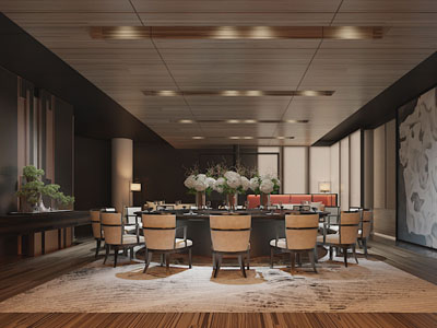 新中式酒店包厢包间3d模型 新中式酒店包厢包间