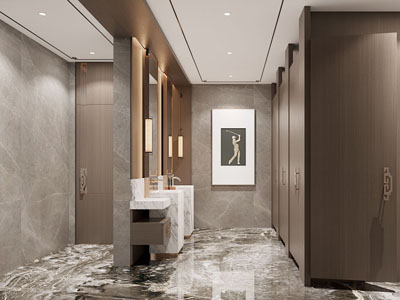 新中式公共卫生间 洗手间3d模型 新中式公共卫生间 洗手间