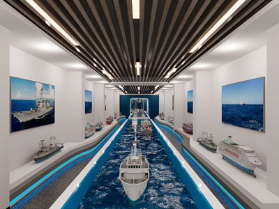 现代航海展厅展览3d模型 现代航海展厅展览