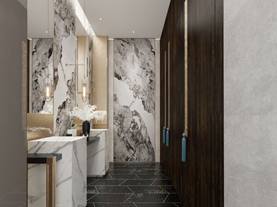 新中式公共卫生间 洗手间3d模型 新中式公共卫生间 洗手间