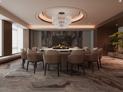 新中式酒店包厢包间3d模型 新中式酒店包厢包间