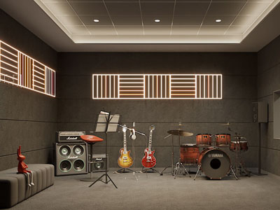 工业风loft娱乐室 录音室 演播厅3d模型 工业风loft娱乐室 录音室 演播厅