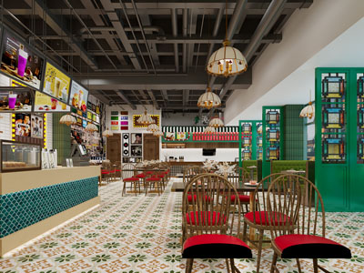 工业风loft饭店餐馆3d模型 工业风loft饭店餐馆