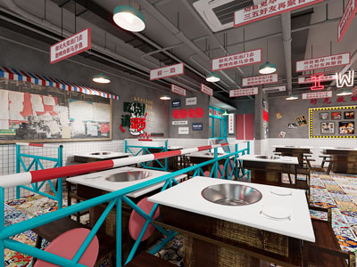 工业风loft饭店餐馆 火锅店3d模型 工业风loft饭店餐馆 火锅店