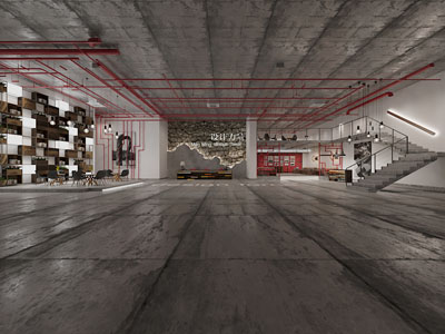 工业风loft设计公司大堂前台接待3d模型 工业风loft设计公司大堂前台接待