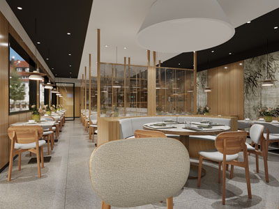 新中式饭店餐馆3d模型 新中式饭店餐馆