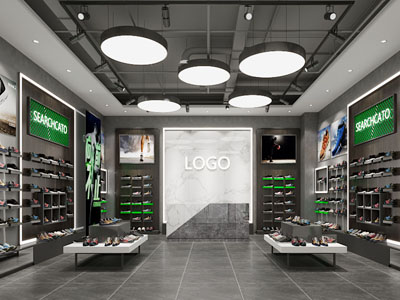 工业风loft运动鞋专卖店3d模型 工业风loft运动鞋专卖店