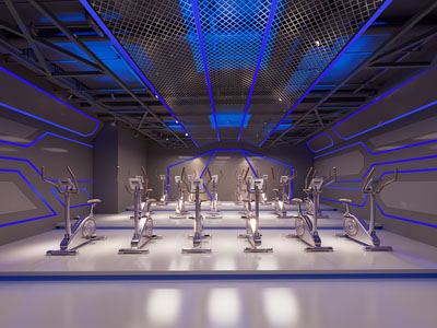 工业风loft健身房3d模型 工业风loft健身房