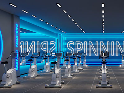 工业风loft健身房3d模型 工业风loft健身房