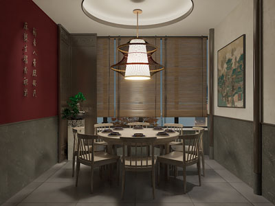 新中式酒店包厢包间3d模型 新中式酒店包厢包间