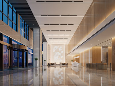 新中式酒店大堂前台接待3d模型 新中式酒店大堂前台接待