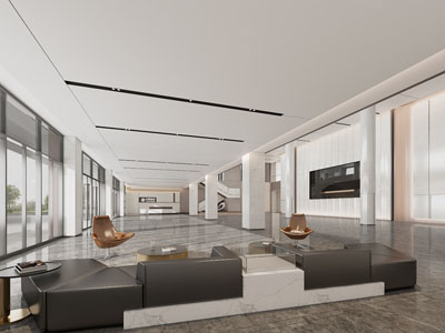 现代酒店大堂前台接待3d模型 现代酒店大堂前台接待