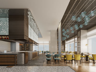 新中式饭店餐馆3d模型 新中式饭店餐馆