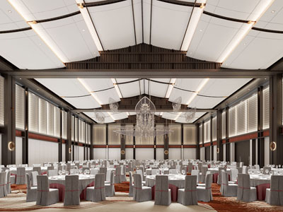 新中式酒店婚庆宴客厅 就餐区3d模型 新中式酒店婚庆宴客厅 就餐区