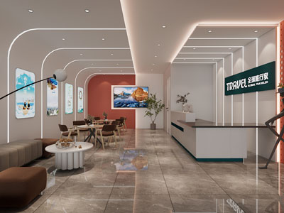 现代旅游局大堂前台接待区3d模型 现代旅游局大堂前台接待区