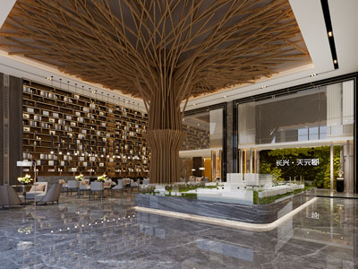 现代售楼处大堂洽谈区 接待区3d模型 现代售楼处大堂洽谈区 接待区