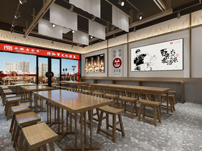 新中式饭店餐馆3d模型 新中式饭店餐馆