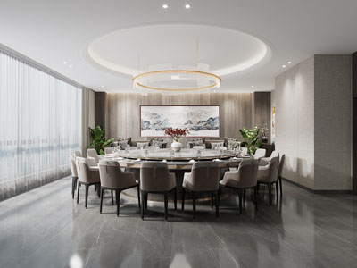 新中式酒店包厢包间3d模型 新中式酒店包厢包间