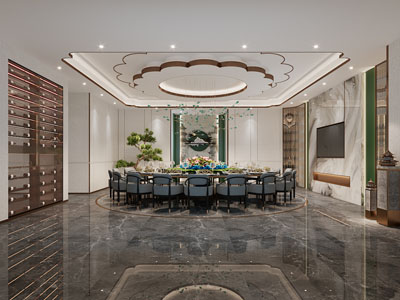 新中式酒店包厢包间3d模型 新中式酒店包厢包间