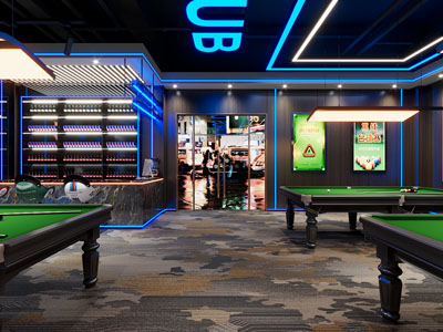 工业风loft台球室 体育馆3d模型 工业风loft台球室 体育馆