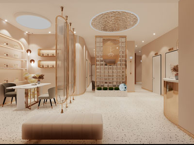 现代轻奢美容美甲店前台接待区3d模型 现代轻奢美容美甲店前台接待区