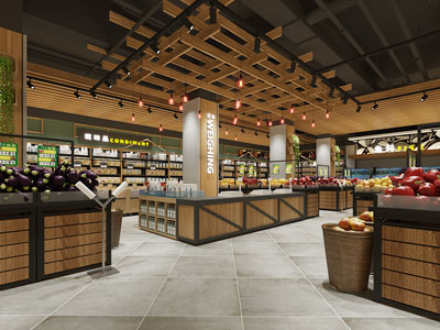 工业风loft水果生鲜百货超市3d模型 工业风loft水果生鲜百货超市