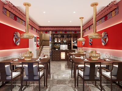 新中式饭店餐馆 火锅店3d模型 新中式饭店餐馆 火锅店