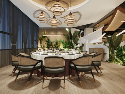 侘寂风酒店包厢包间3d模型 侘寂风酒店包厢包间