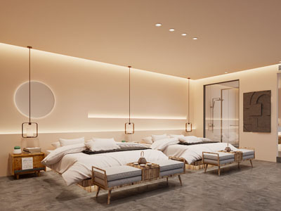 新中式酒店客房3d模型 新中式酒店客房