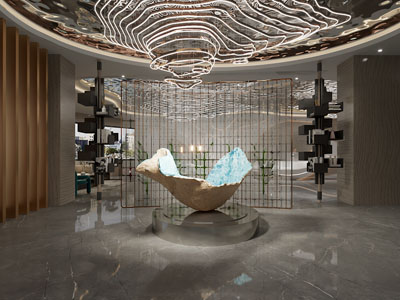 现代大堂前台接待 大厅3d模型 现代大堂前台接待 大厅