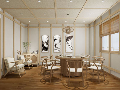 侘寂风酒店包厢包间3d模型 侘寂风酒店包厢包间