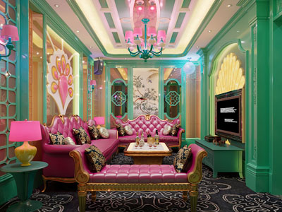 欧式多巴胺KTV包房3d模型 欧式多巴胺KTV包房