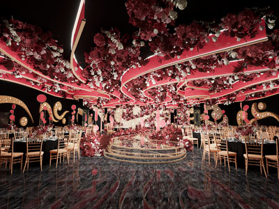 现代酒店婚庆宴客厅 就餐区3d模型 现代酒店婚庆宴客厅 就餐区