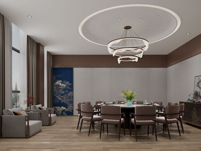 新中式酒店包厢包间3d模型 新中式酒店包厢包间