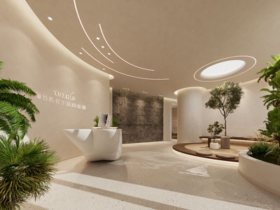 侘寂风养生馆大堂前台接待3d模型 侘寂风养生馆大堂前台接待