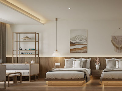 侘寂风酒店客房3d模型 侘寂风酒店客房