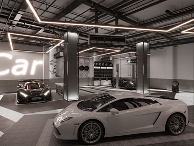 工业风loft汽车美容店 洗车行3d模型 工业风loft汽车美容店 洗车行