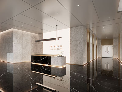 现代公司办公大厅 大堂前台接待3d模型 现代公司办公大厅 大堂前台接待