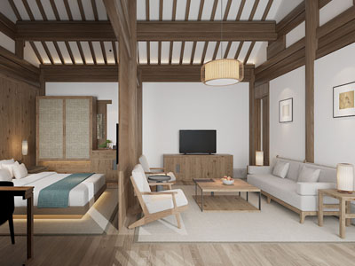 侘寂风民宿客房3d模型 侘寂风民宿客房