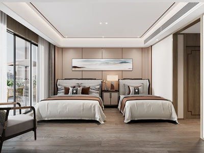 新中式酒店客房3d模型 新中式酒店客房