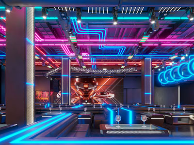 工业风loft音乐主题酒吧3d模型 工业风loft音乐主题酒吧