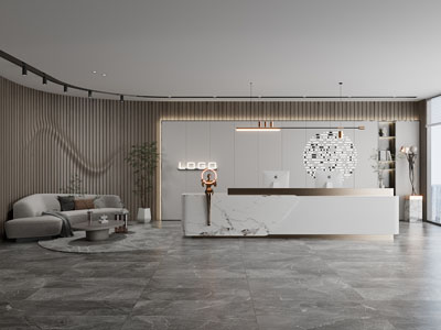 现代公司大堂前台接待3d模型 现代公司大堂前台接待