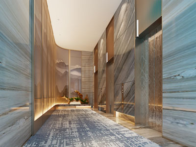 新中式酒店过道3d模型 新中式酒店过道