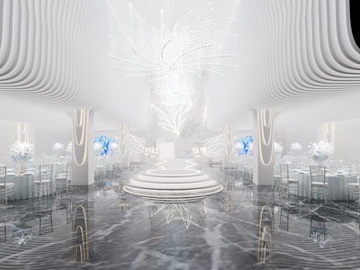 现代白色婚庆现场 宴客厅 就餐区3d模型 现代白色婚庆现场 宴客厅 就餐区