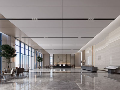 现代大堂前台接待3d模型 现代大堂前台接待