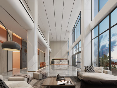 现代公司大堂前台接待3d模型 现代公司大堂前台接待