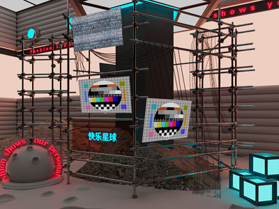 工业风loft脚手架美陈 橱窗3d模型 工业风loft脚手架美陈 橱窗