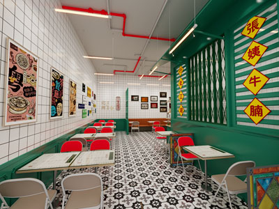 现代复古饭店餐馆3d模型 现代复古饭店餐馆