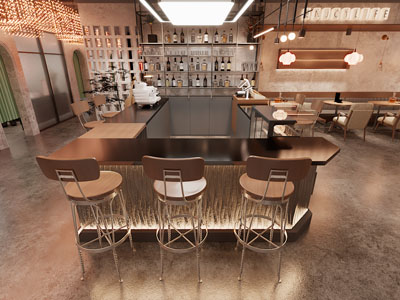 工业风loft酒吧3d模型 工业风loft酒吧